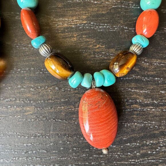 Vintage Carnelian Gemstone Necklace by Carolyn Pollack Sterling Silver Southwest - Picture 12 of 14